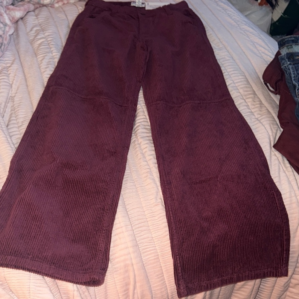 Arizona Jean Company Women's Wide Leg Corduroy Pants in Grape Wine